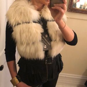 Sexy white fur vest S/M New